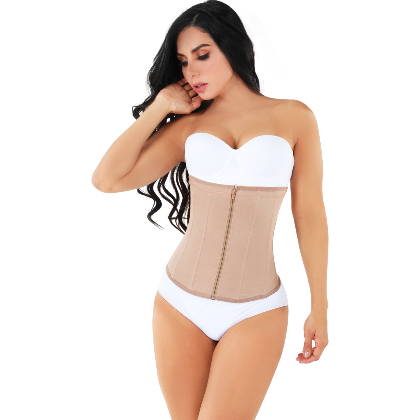 Powernet Waist Trainer Strapless: Black / M