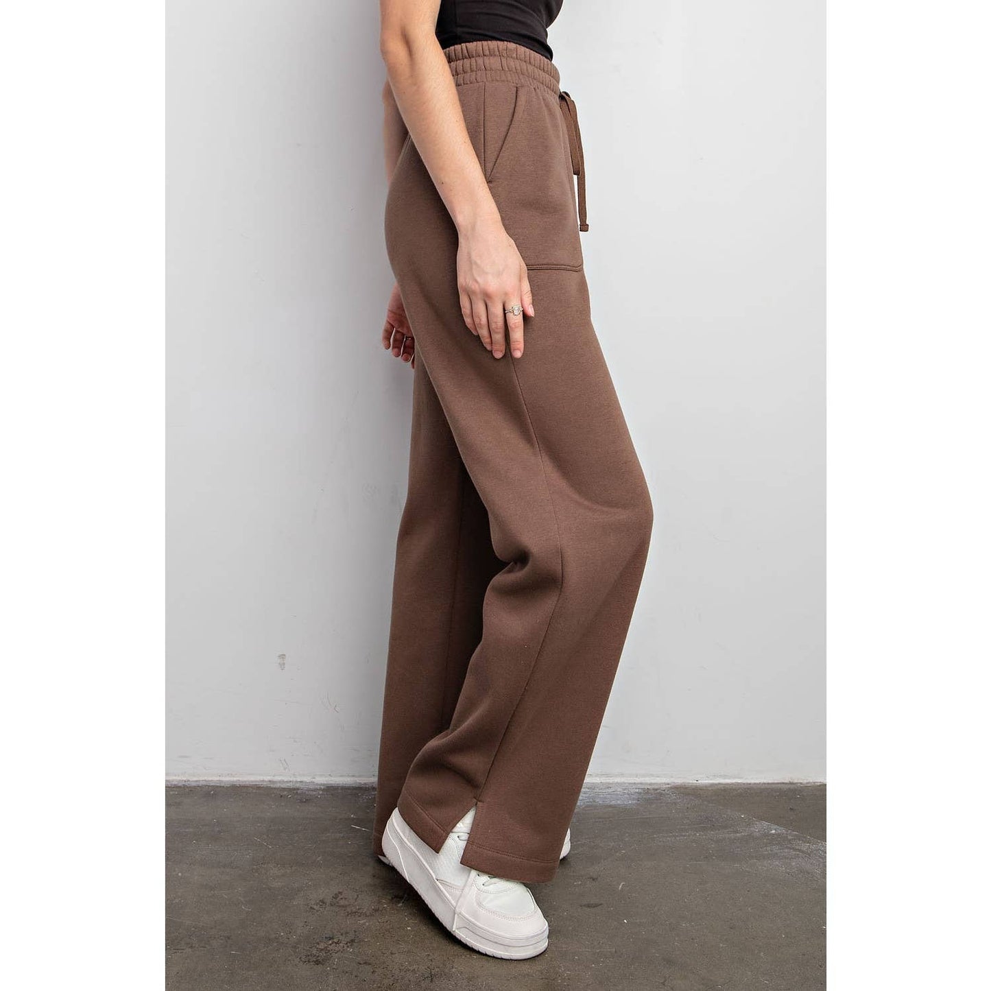 FRENCH TERRY STRAIGHT LEG PANTS: Charcoal / M