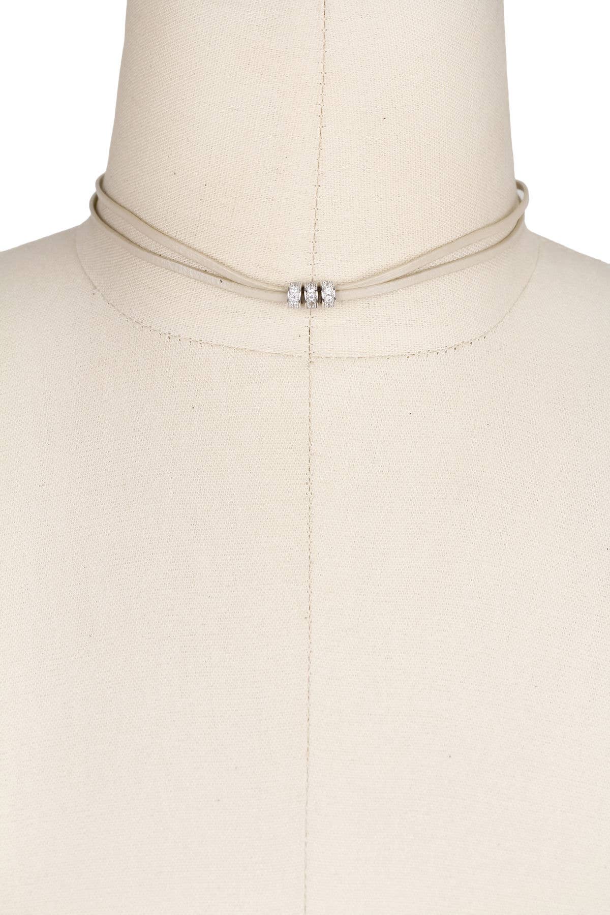 Metallic Taupe Leather Choker