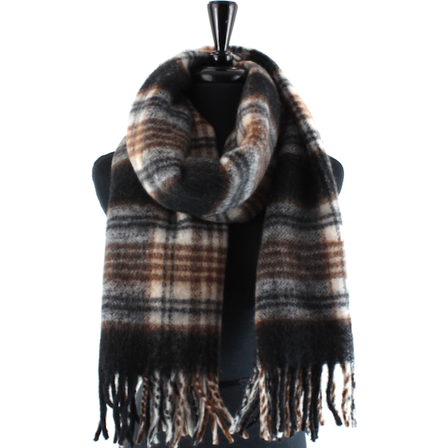 S24164 Wide Fuzzy Plaid Scarf