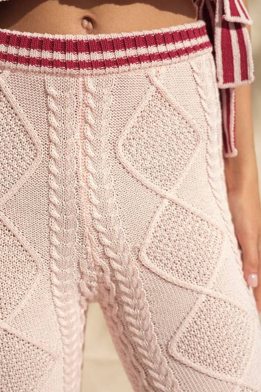 PP15964 - ANGIE WAIST DETAIL BOOT CUT SWEATER PANTS