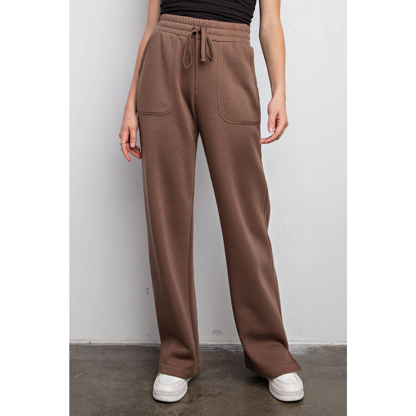 FRENCH TERRY STRAIGHT LEG PANTS: Charcoal / M