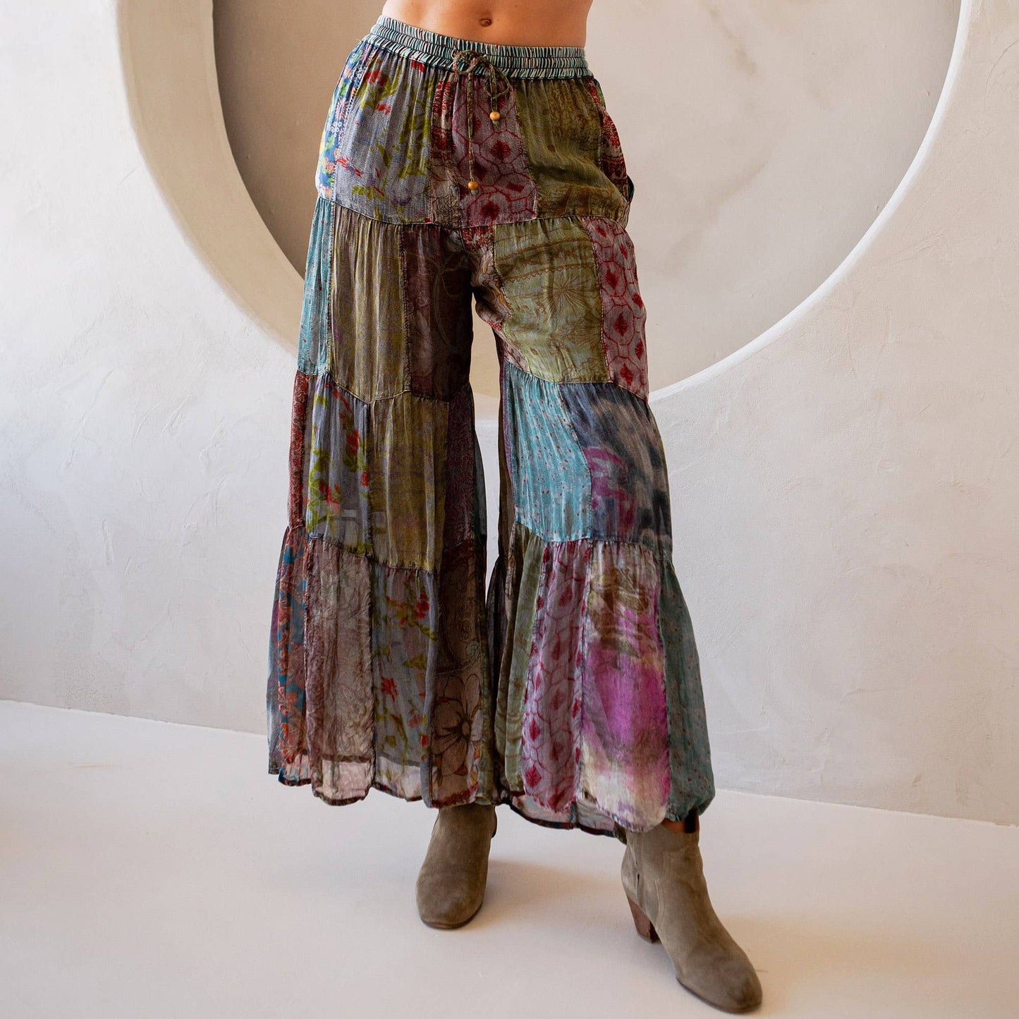 Retro Revival: Long Flared Patchwork Pants