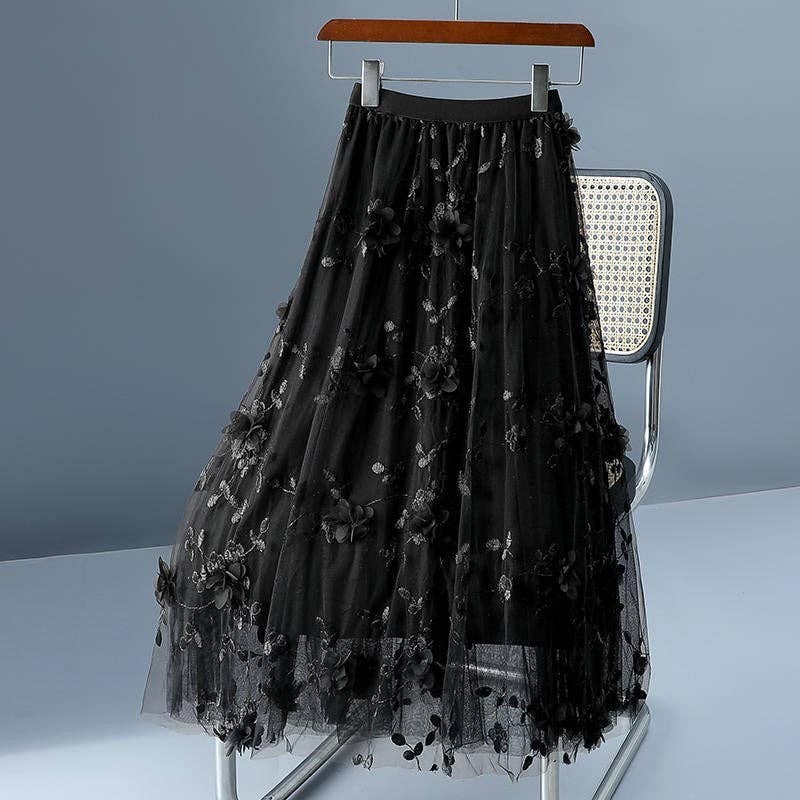 High Waist Slimming Double Layer Mesh Skirt