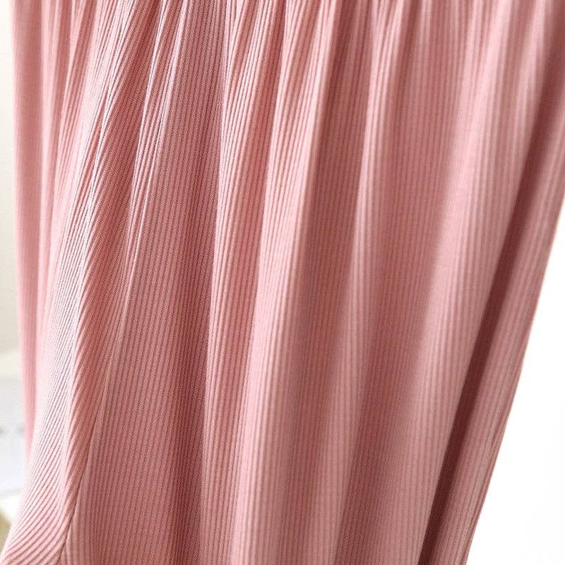 Loose Fit Solid Color Thin Breathable Pajama Sets