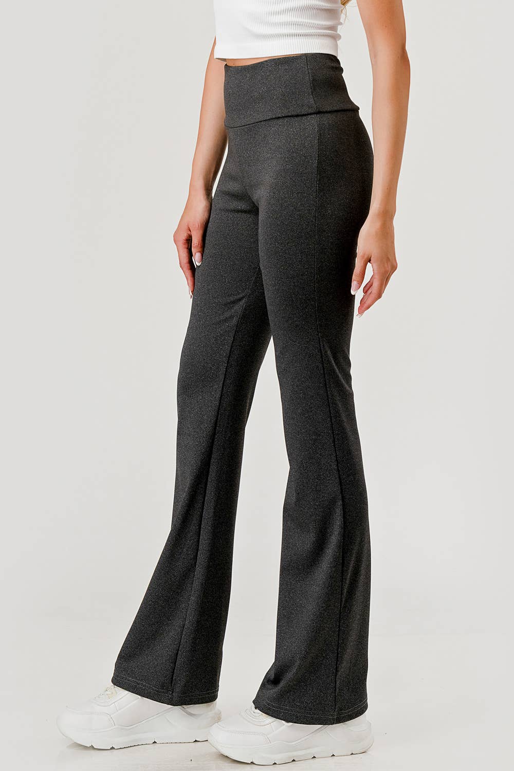 Womens Tummy Control Stretch Knit Flare Pants