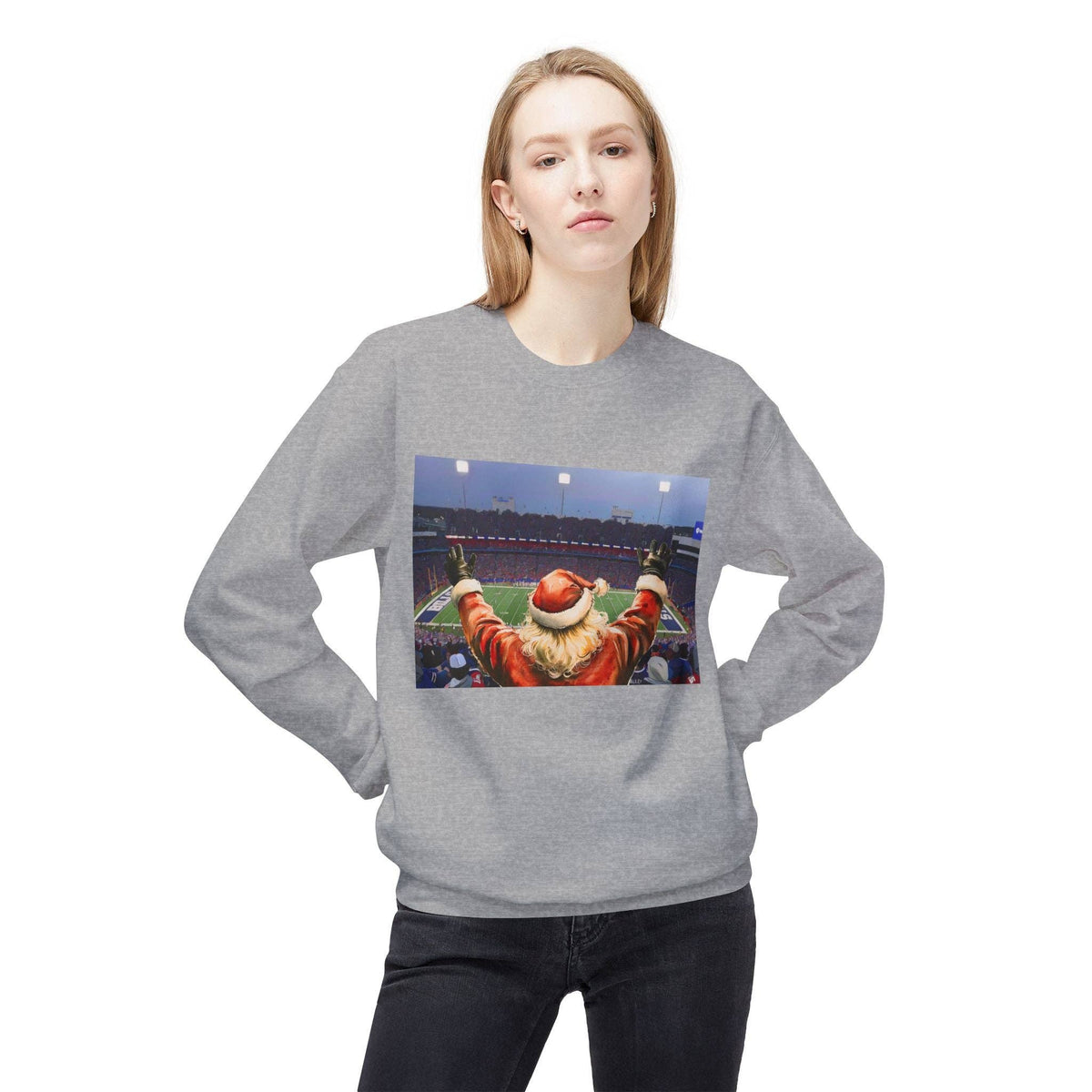 Santa at the Bills Game Cozy Unisex Christmas Crewneck Sweatshirt