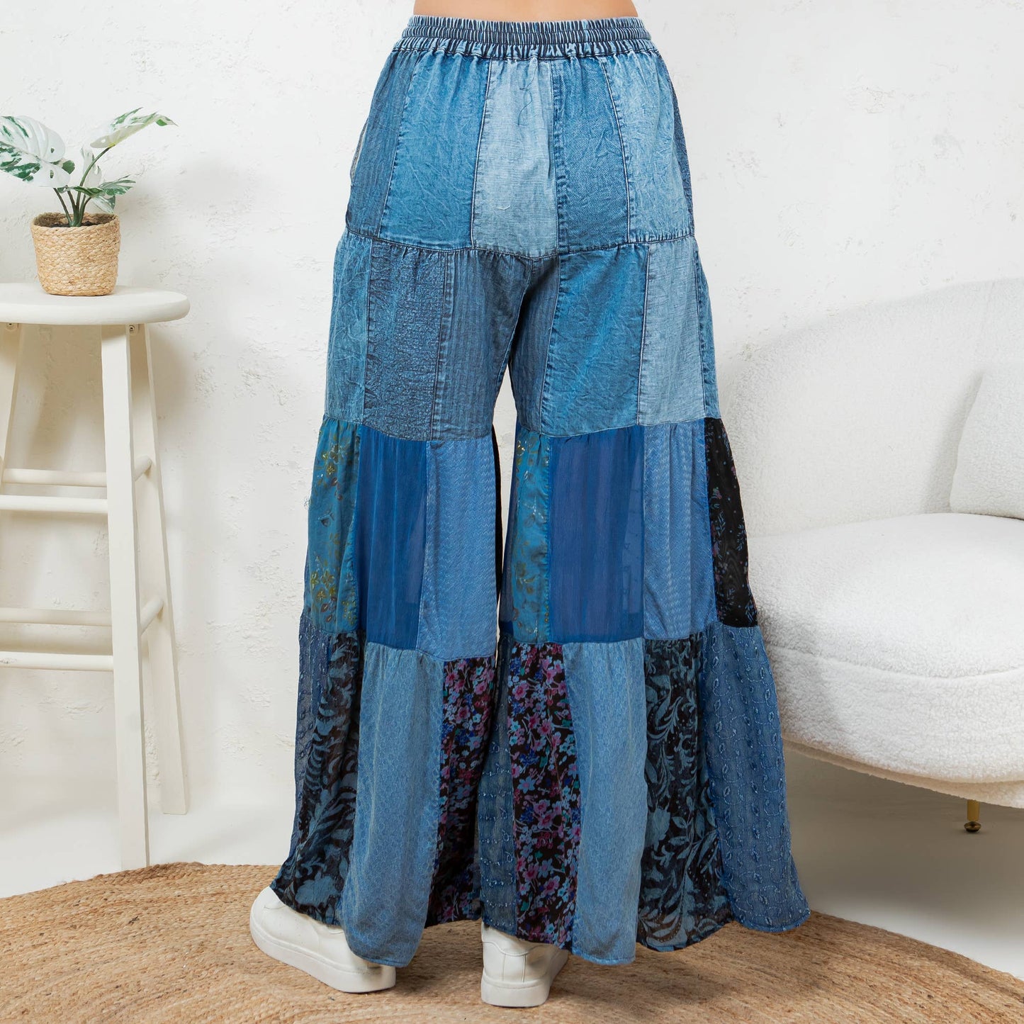 Retro Revival: Long Flared Patchwork Pants