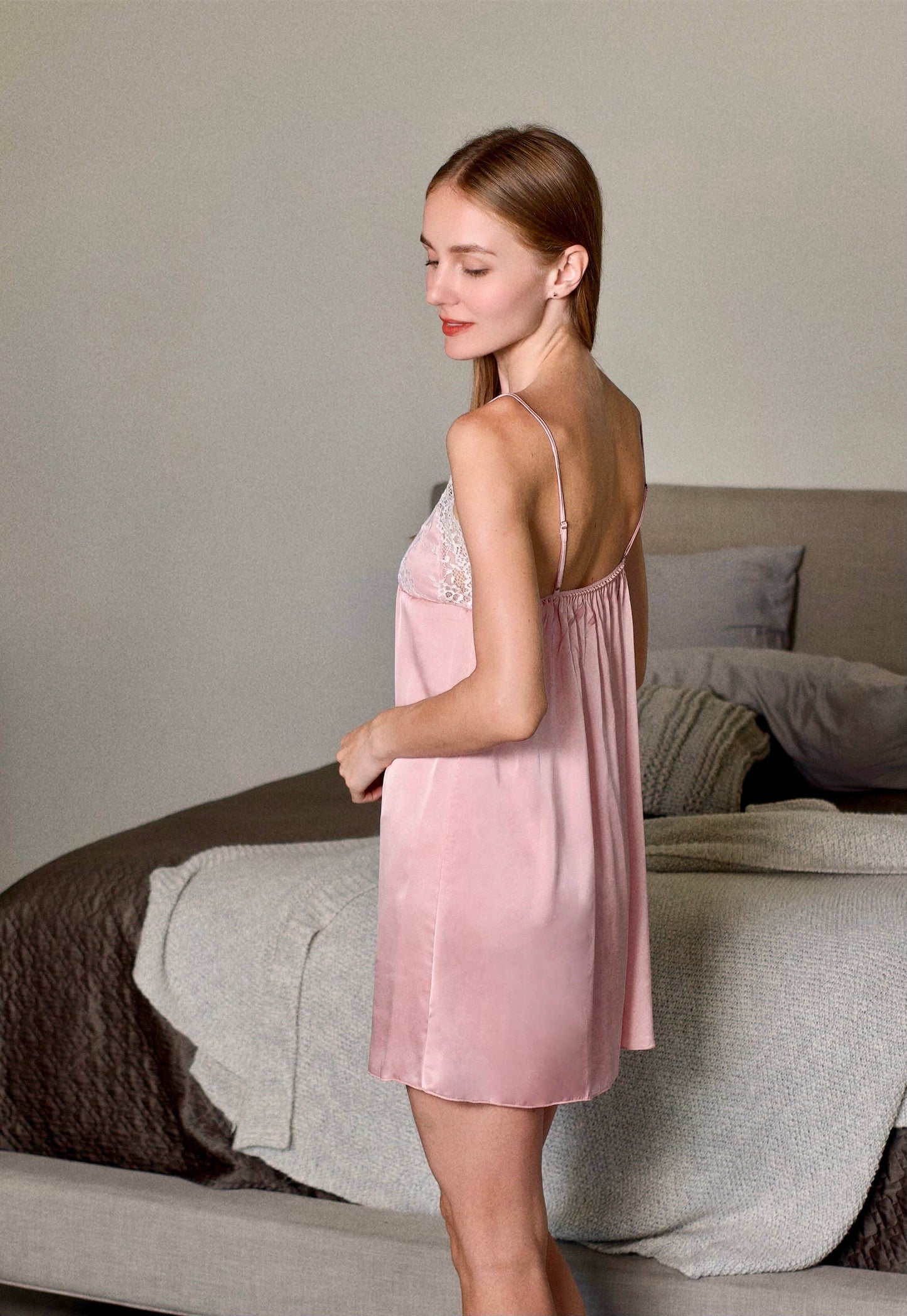 2 pieces Med Iced Rose W lace High-End Silk Cami/Shorts (Copy)