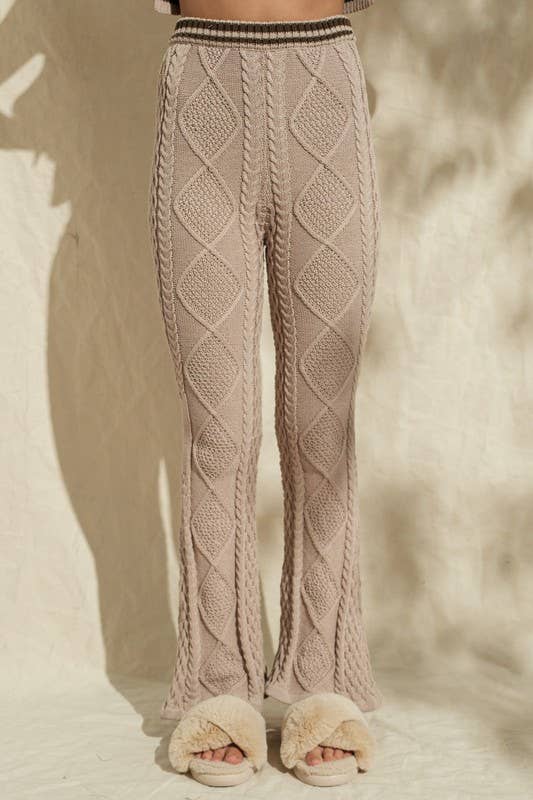 PP15964 - ANGIE WAIST DETAIL BOOT CUT SWEATER PANTS
