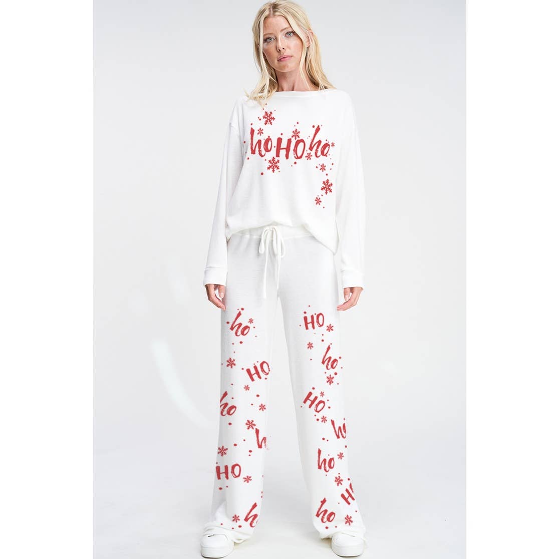 Merry Christmas print soft lounge wear set