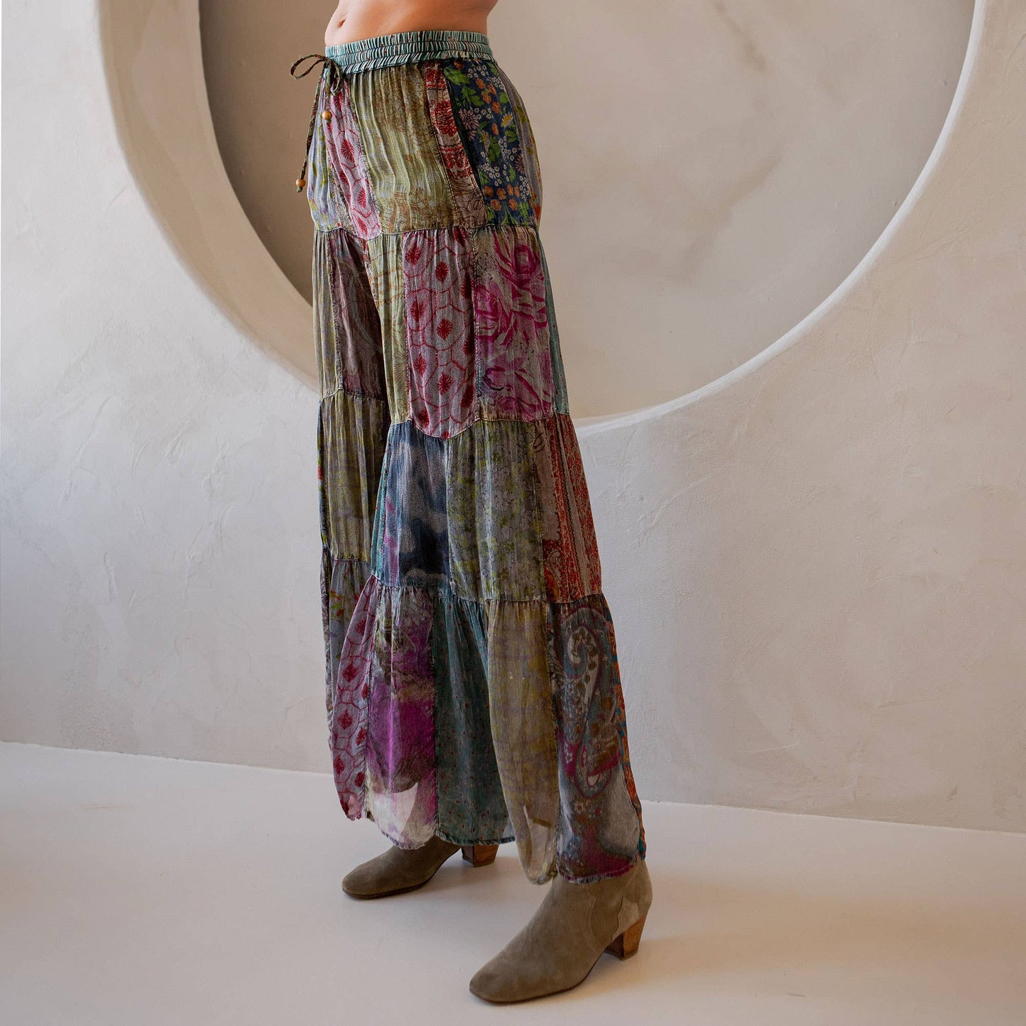 Retro Revival: Long Flared Patchwork Pants