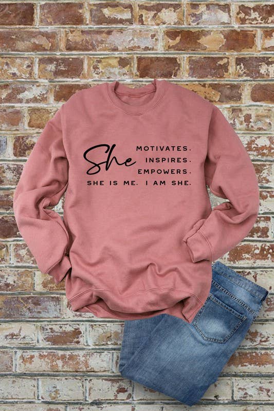 She Motivates (large)Pure Brown Sugar Extra Fine, Unisex Crewneck Fleece Sweatshirts: Black / L