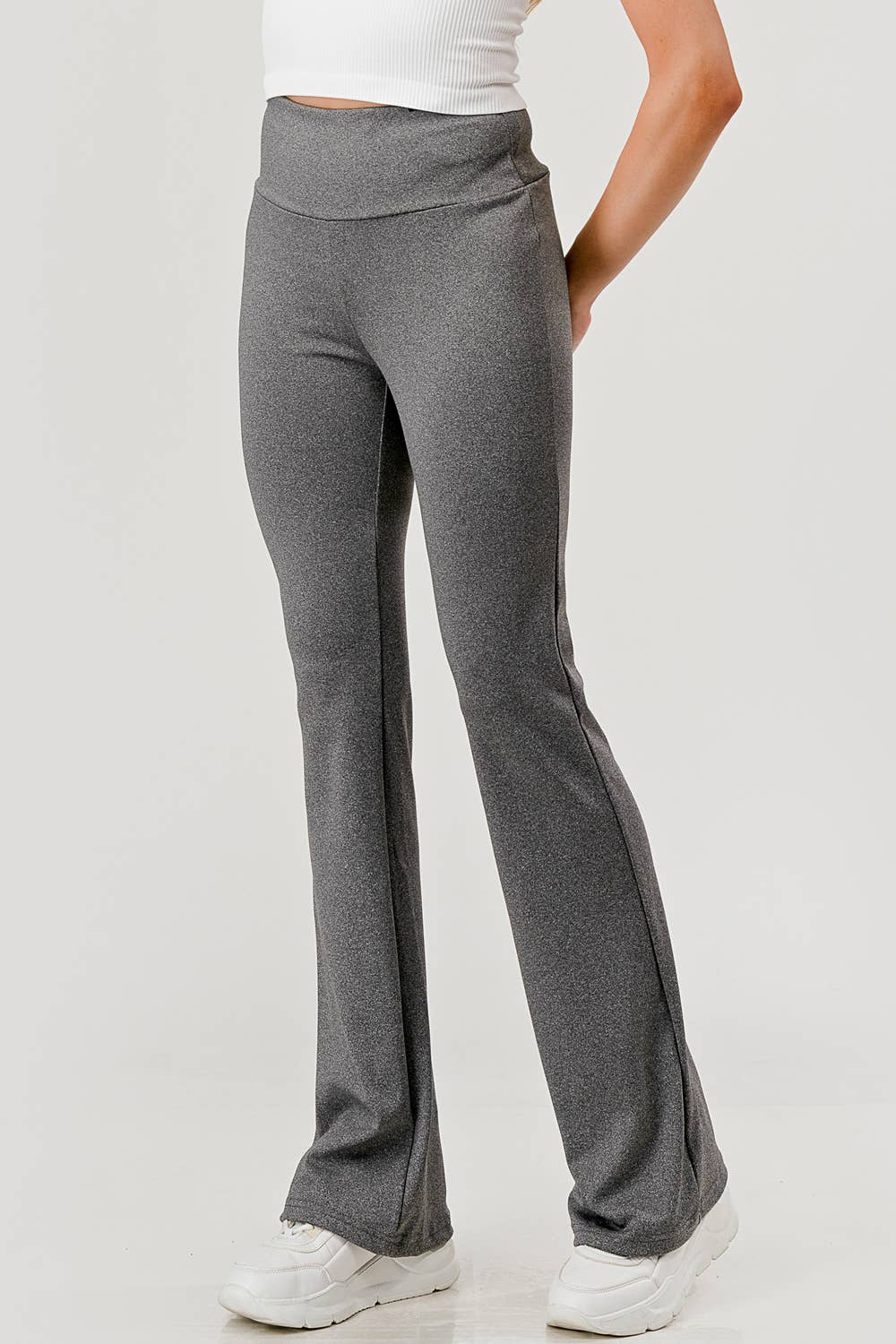 Womens Tummy Control Stretch Knit Flare Pants