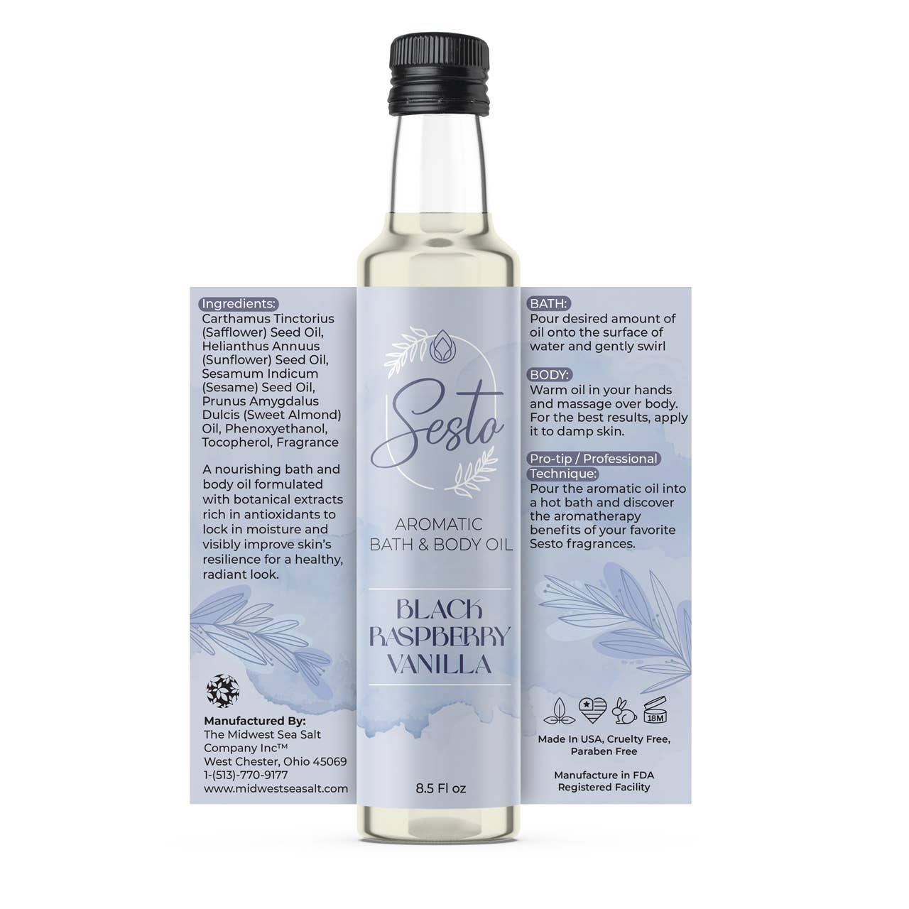 Sesto Aromatic Bath & Massage Oil - Black Raspberry Vanilla