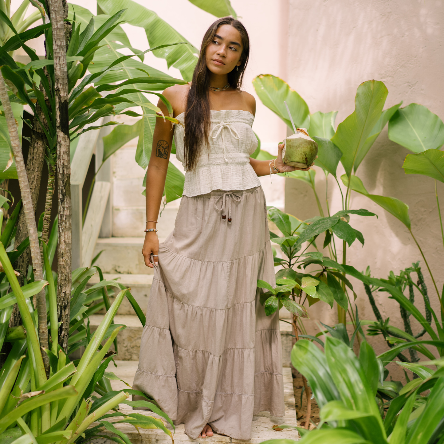 Stone Shipwrecked Maxi Skirt with Bead