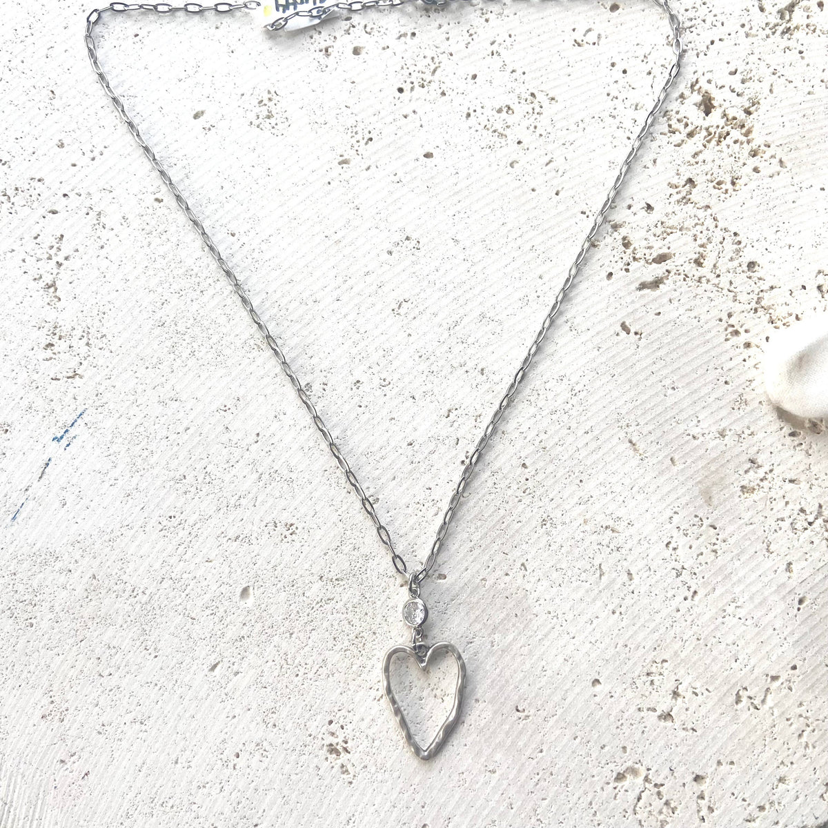 Simple heart necklace with crystal boutique salon jewelry