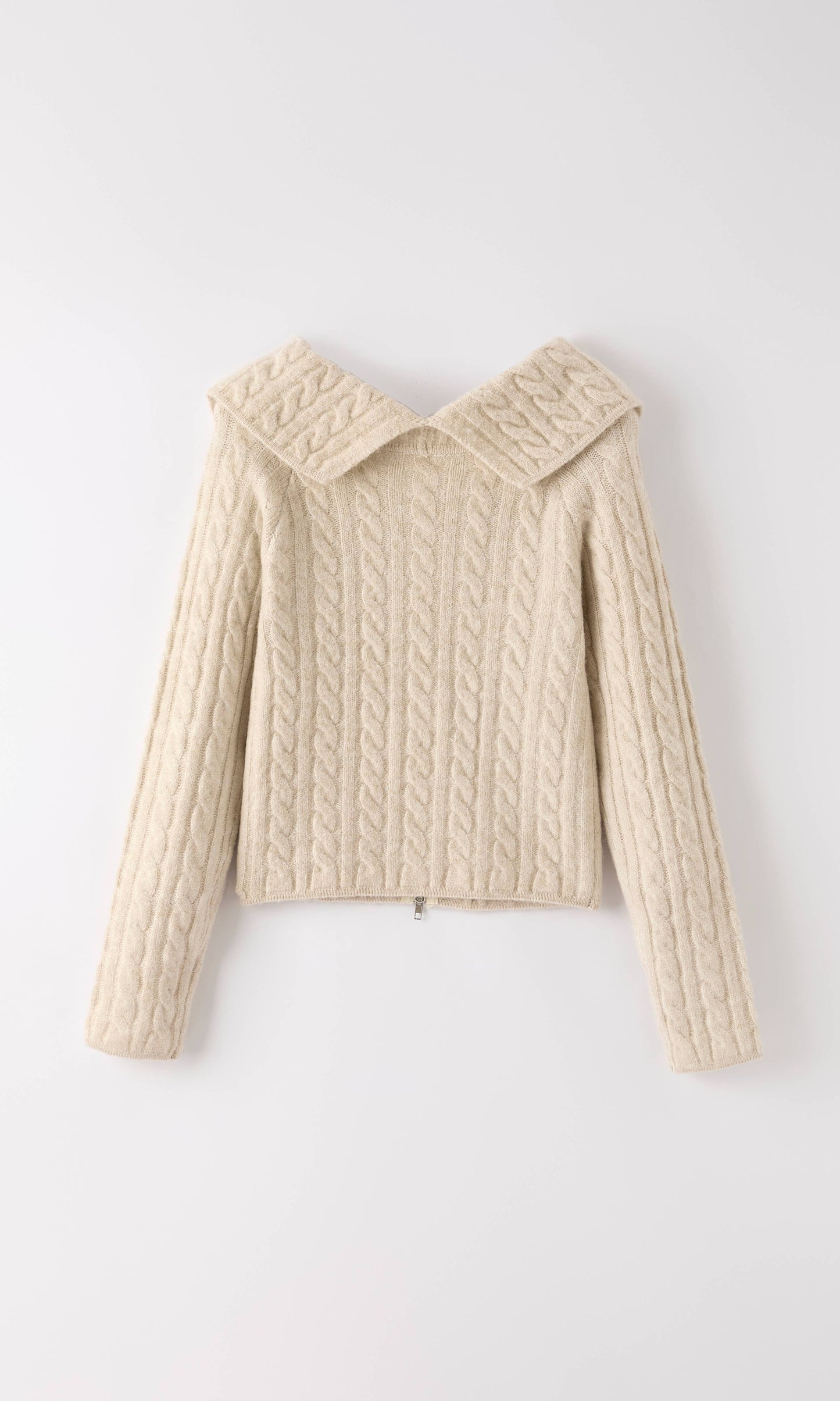 Cable Knit Zip-Up Cardigan