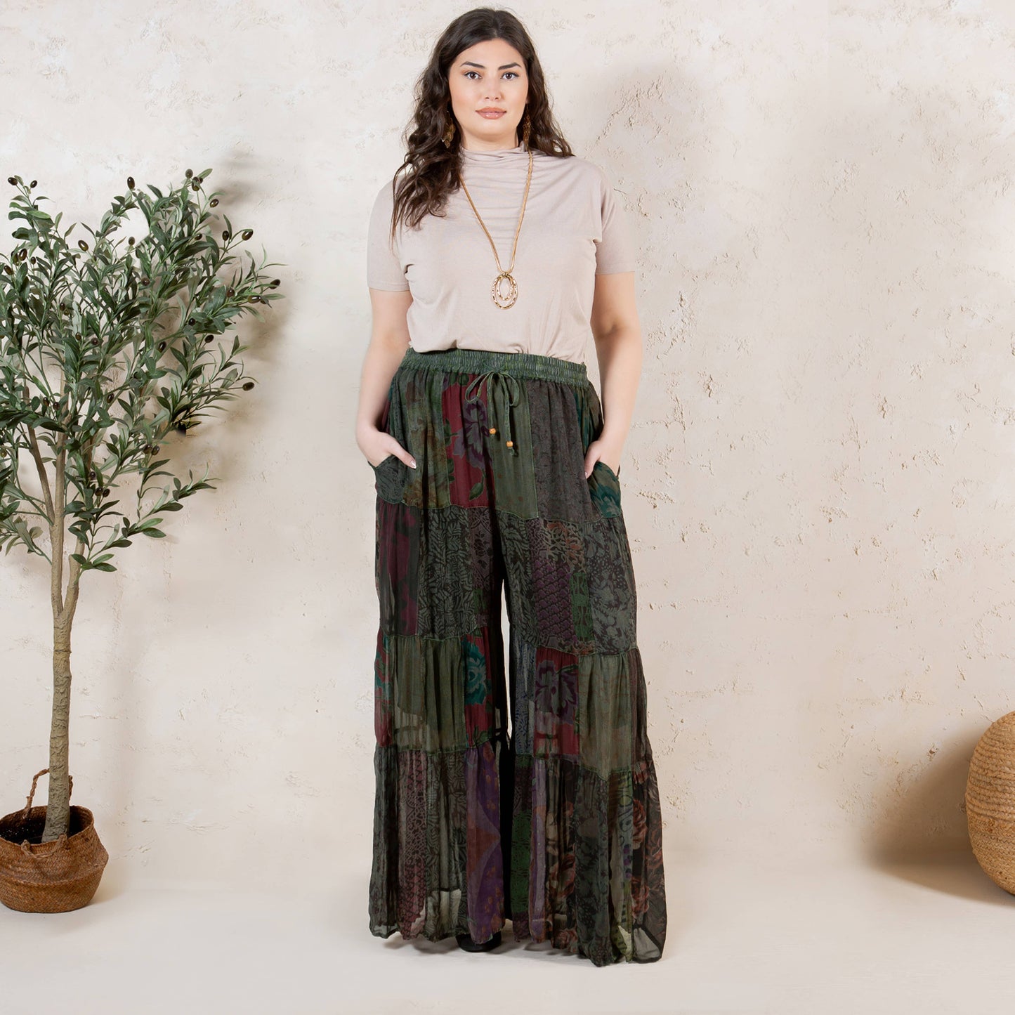 Retro Revival: Long Flared Patchwork Pants