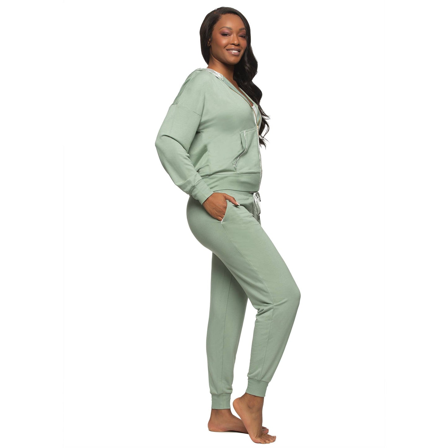 Aria French Terry Zip Hoodie & Jogger set - Iceberg Green