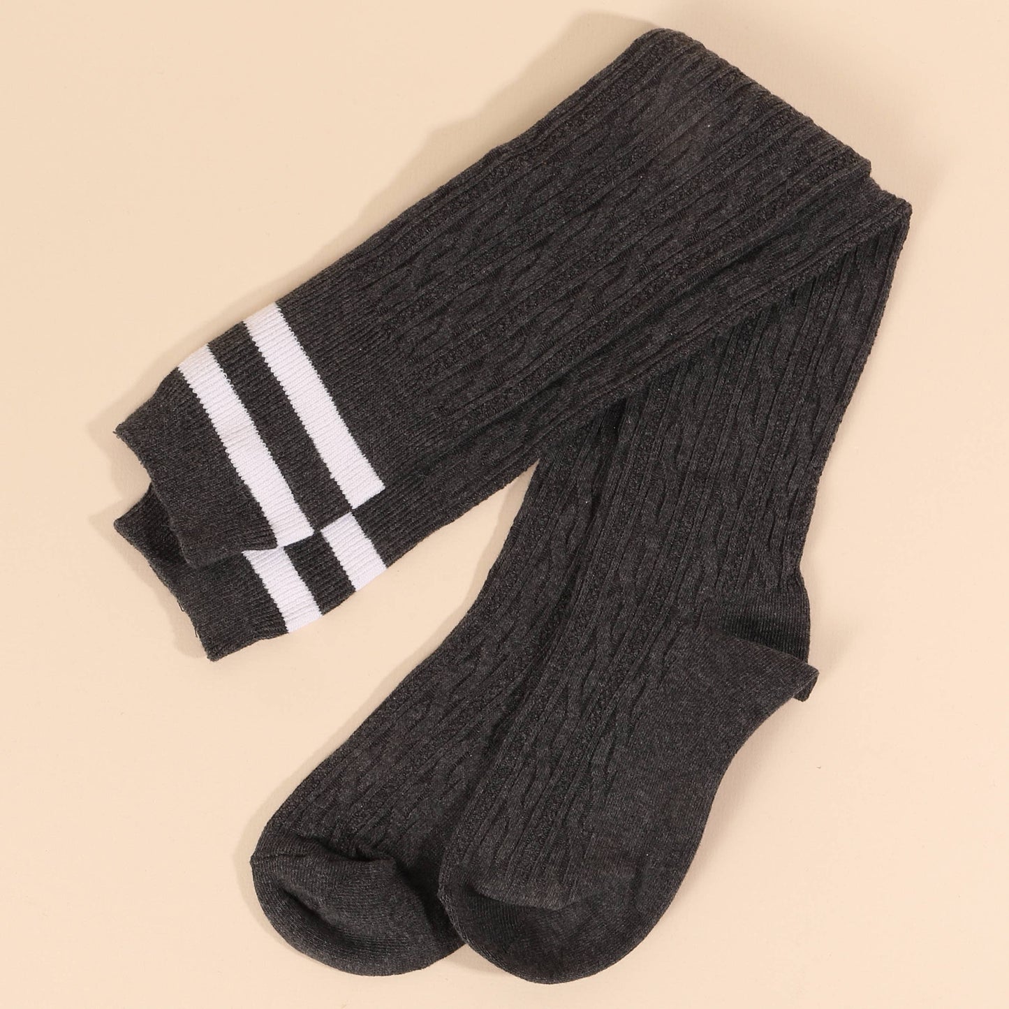 Striped Over the Knee High Socks: MOCHA / Z252O0013Z