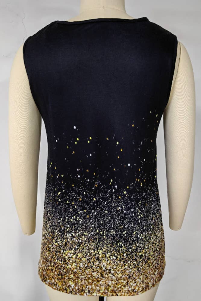 Hollow Out Gradiant Print Tank Top ZZKF1036: Black / S