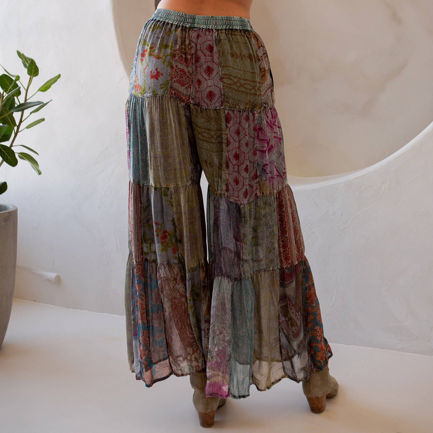 Retro Revival: Long Flared Patchwork Pants