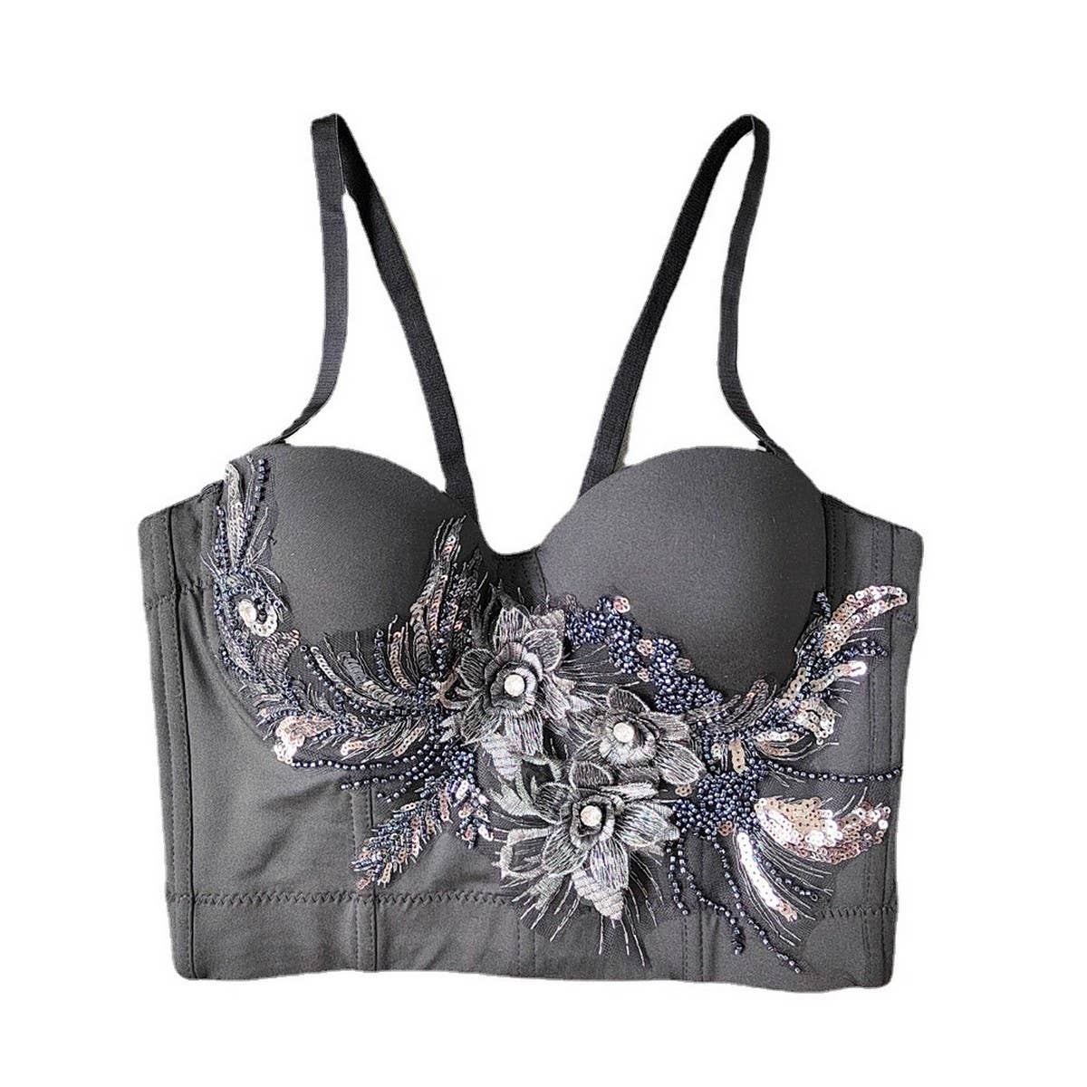 NEW EMBROIDERED FLOWER HERRINGBONE CORSET_CWMM4224