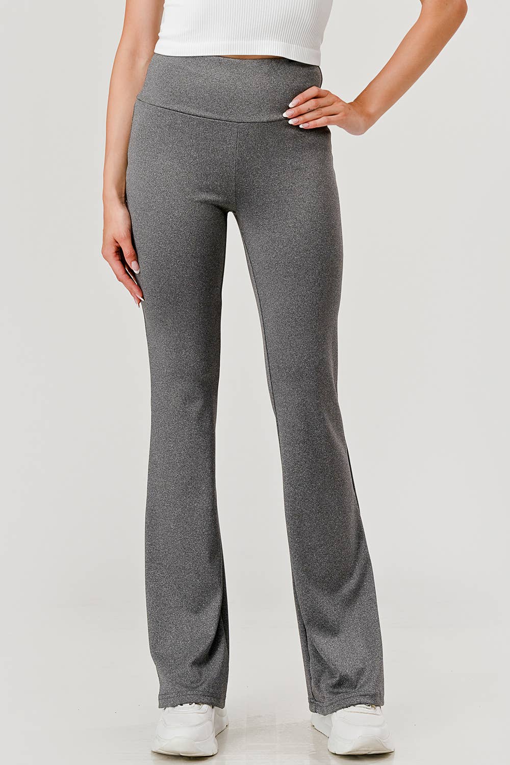 Womens Tummy Control Stretch Knit Flare Pants