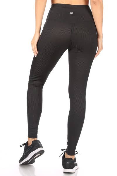 Womens High Waist Rib Sports Leggings Yoga Pants Active
