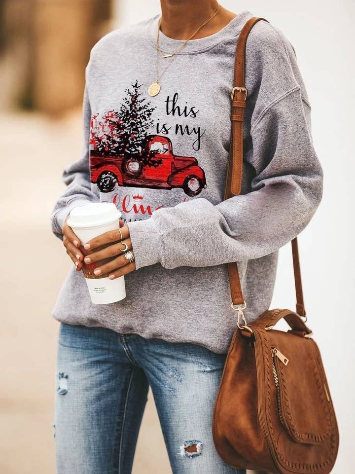 XC306 Grey Hallmark Christmas Movies Watching Sweatshirt: 01 / M