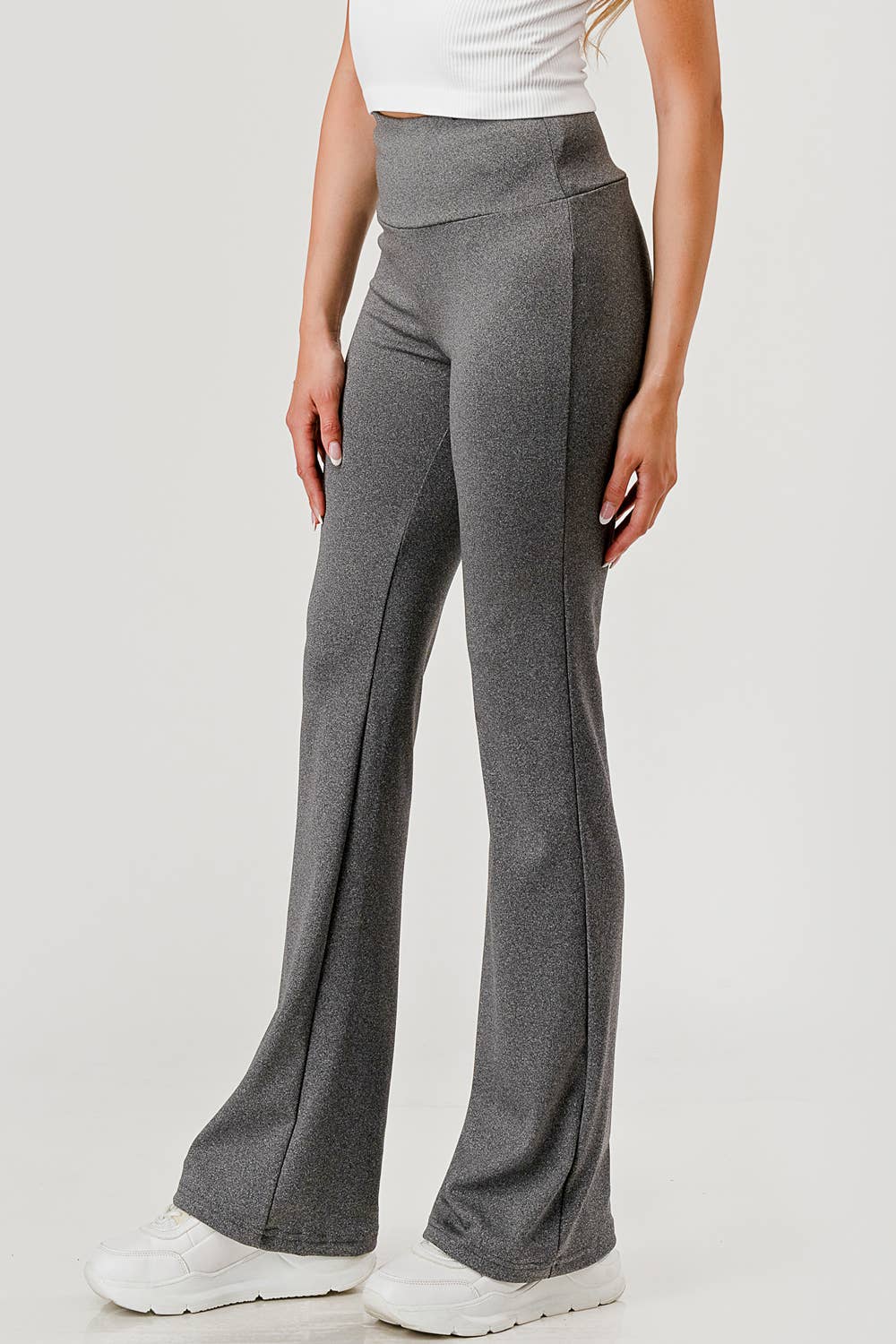 Womens Tummy Control Stretch Knit Flare Pants