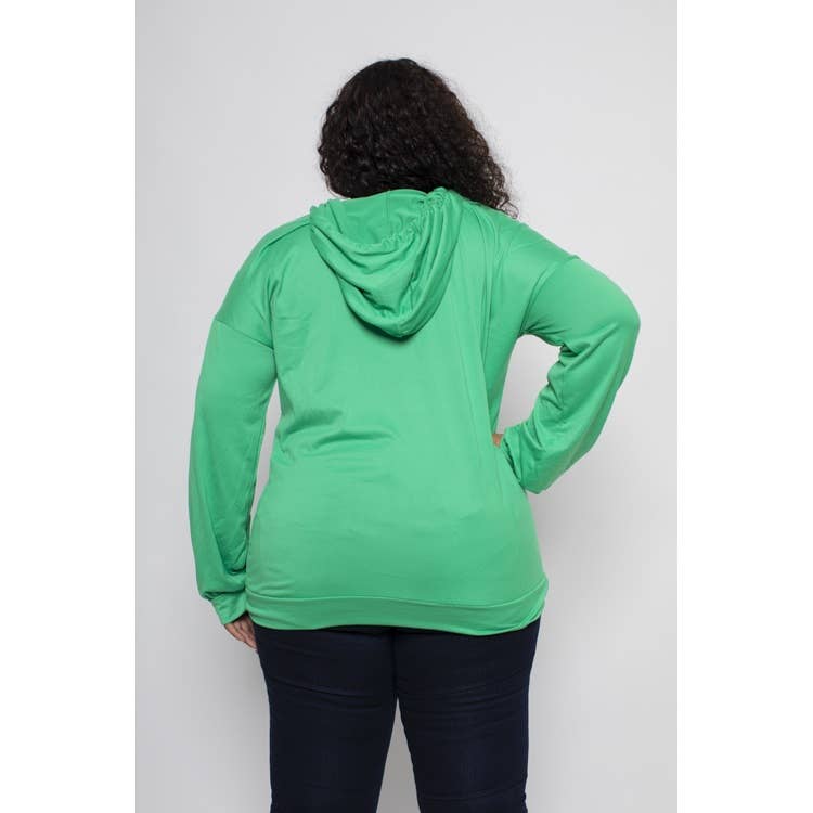 T7463 ZIP FRONT HOOD KNIT JACKET: Navy / 3X
