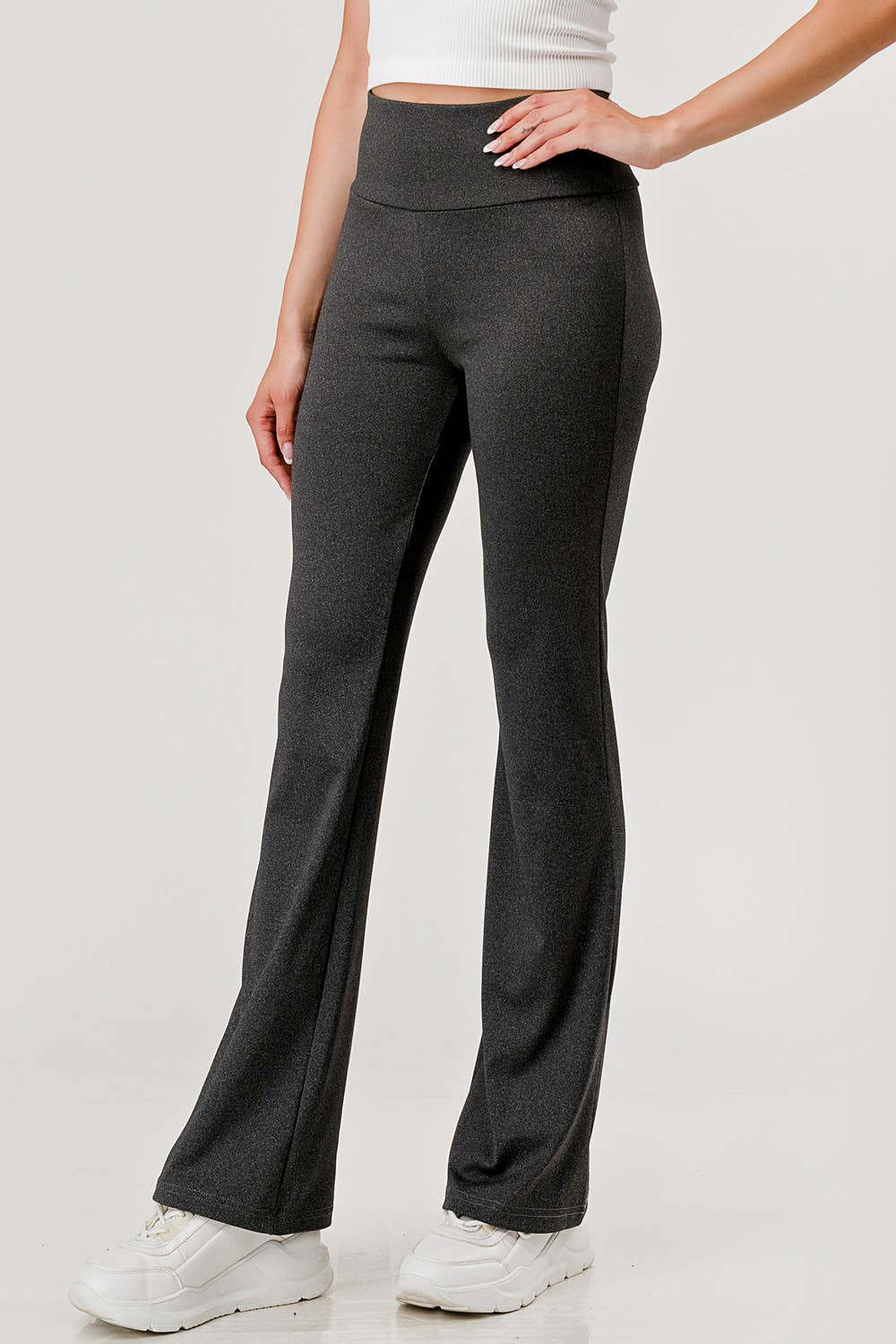 Womens Tummy Control Stretch Knit Flare Pants