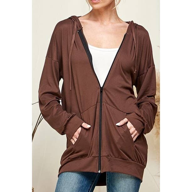 T7463 ZIP FRONT HOOD KNIT JACKET: Navy / 3X