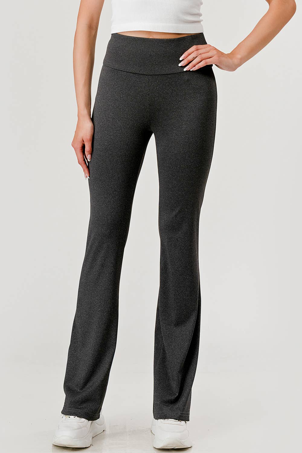 Womens Tummy Control Stretch Knit Flare Pants