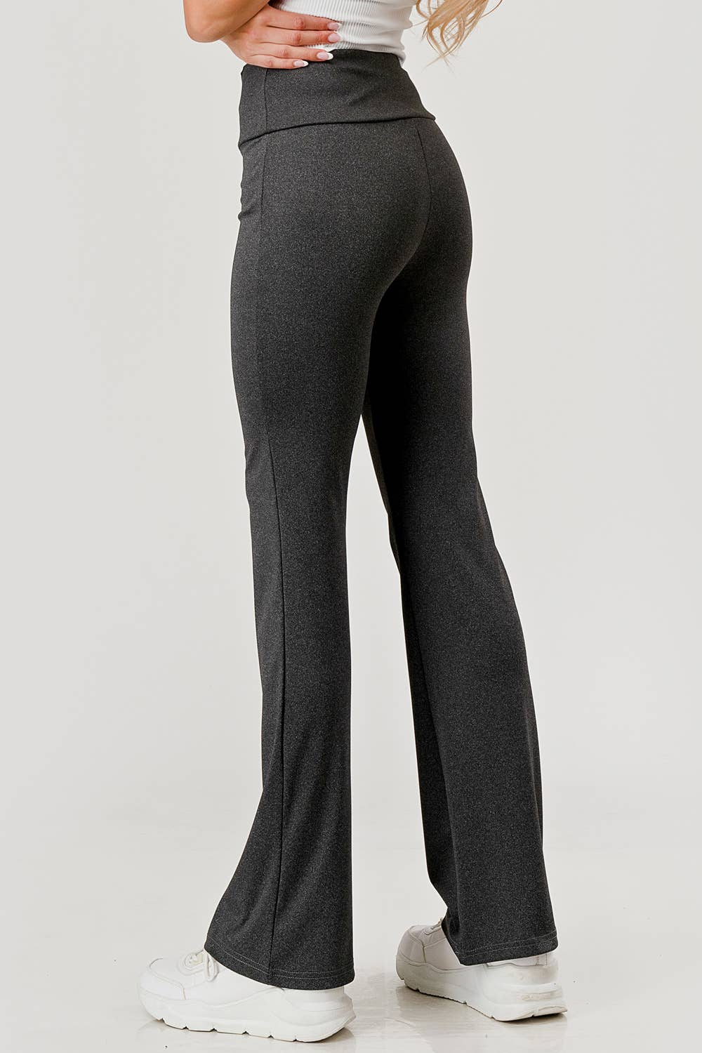 Womens Tummy Control Stretch Knit Flare Pants