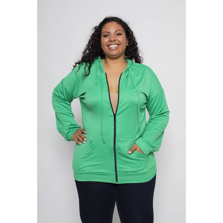 T7463 ZIP FRONT HOOD KNIT JACKET: Navy / 3X