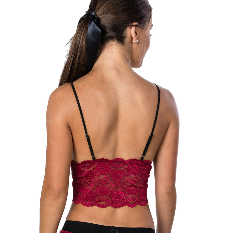 Cranberry Lace Camisole With Black Straps