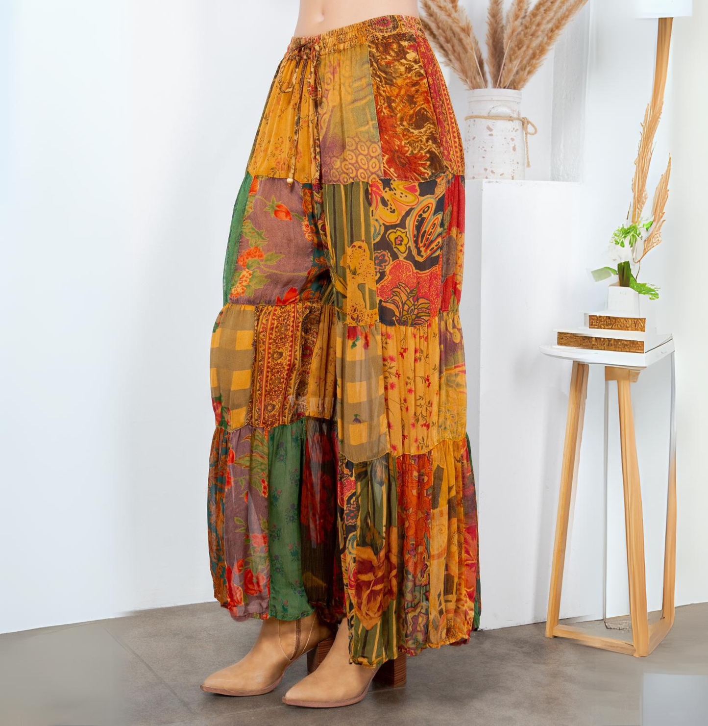 Retro Revival: Long Flared Patchwork Pants