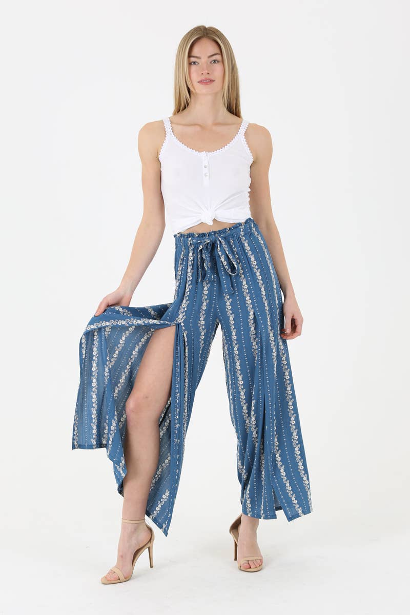 25P63-W738 SLIT FRONT WIDE LEG PANTS