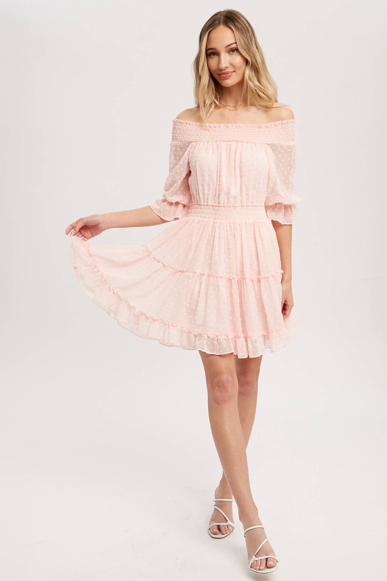 SWISS DOT OFF SHOULDER DRESS
