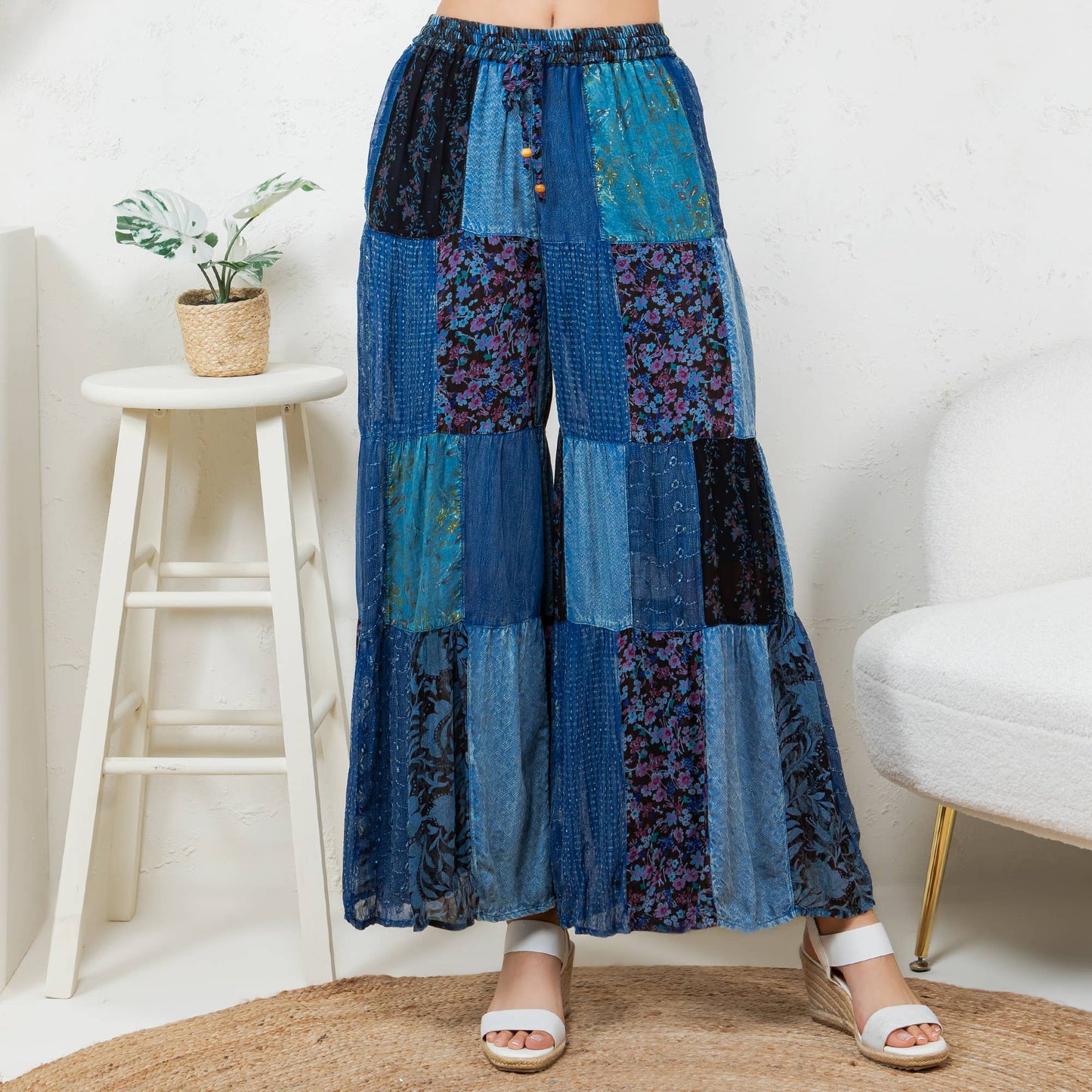 Retro Revival: Long Flared Patchwork Pants