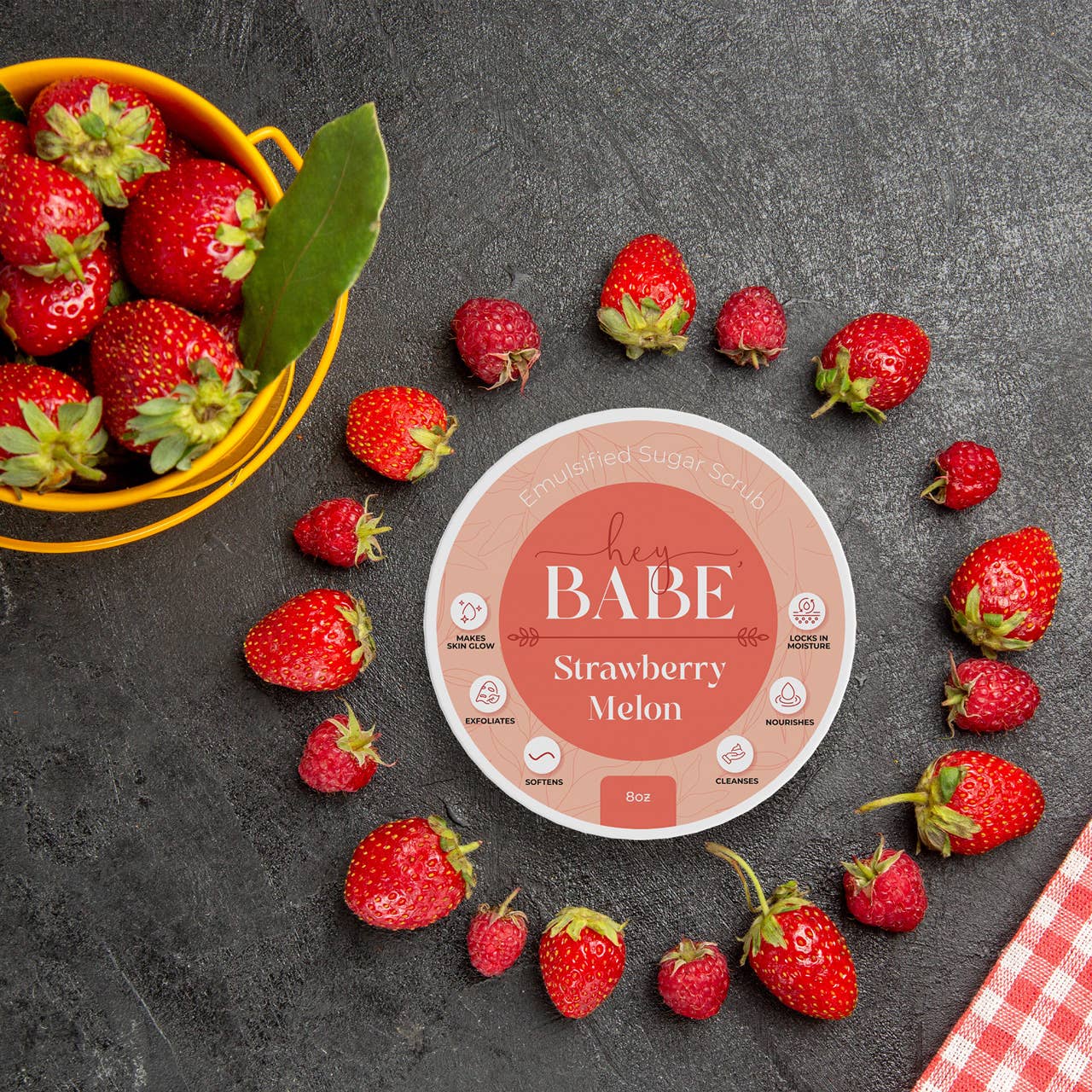 Hey, Babe Emulsified Sugar Scrub - Strawberry Melon - 8oz