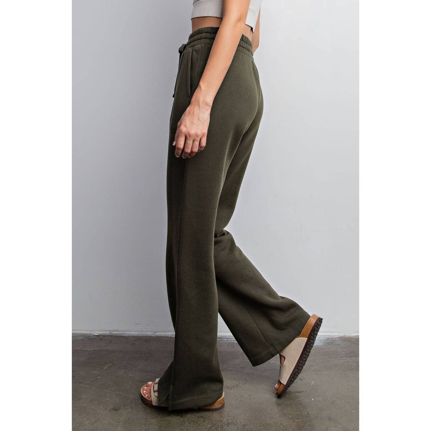 FRENCH TERRY STRAIGHT LEG PANTS: Charcoal / M