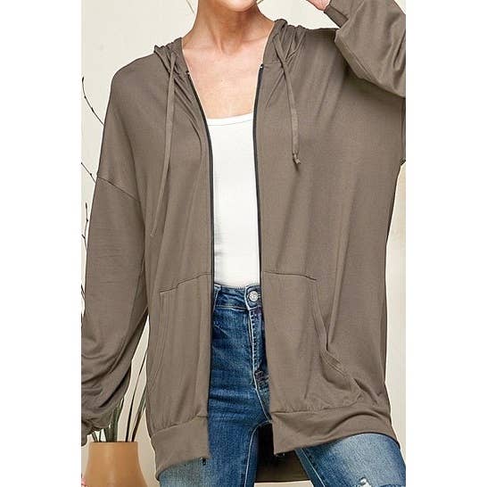 T7463 ZIP FRONT HOOD KNIT JACKET: Navy / 2X
