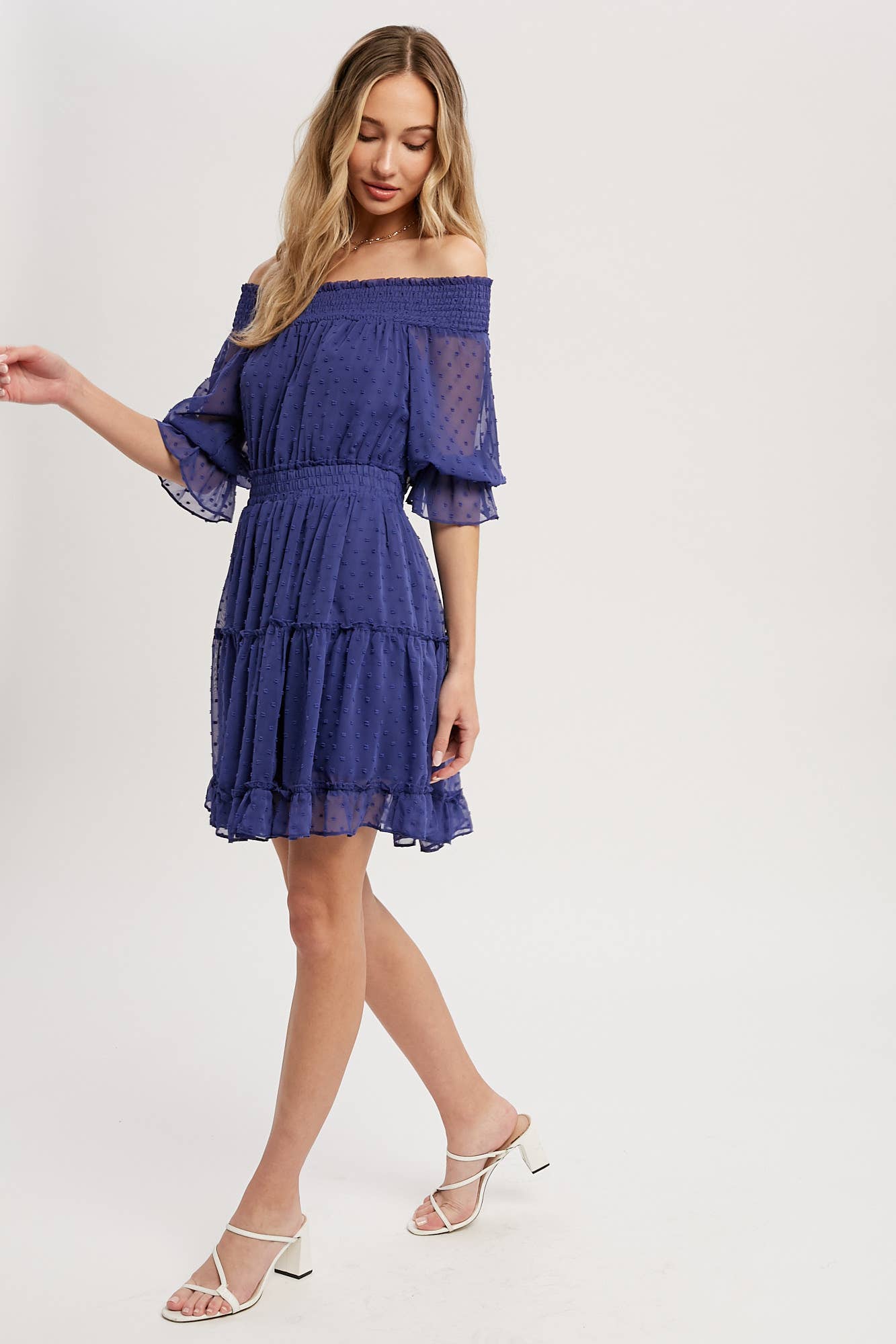 SWISS DOT OFF SHOULDER DRESS