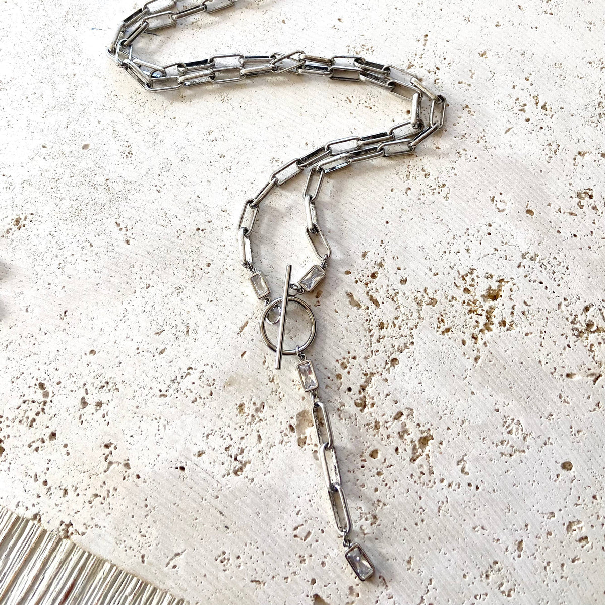 Paperclip wrap necklace burnished silver