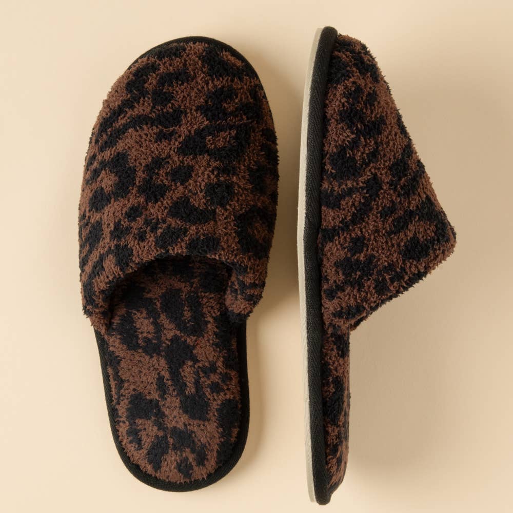 Marshmallow Cozy Lounge Leopard Slippers