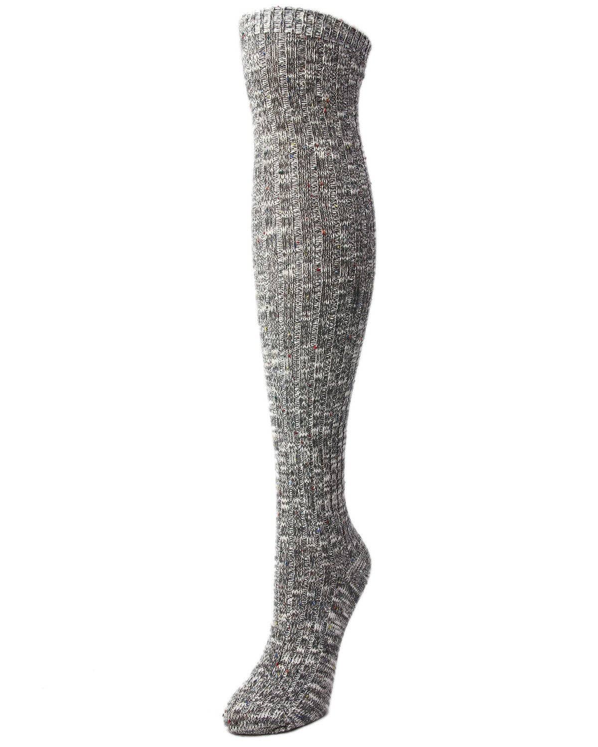 MeMoi Overcast Marled Rib Over the Knee Socks: Dark Sapphire / OS